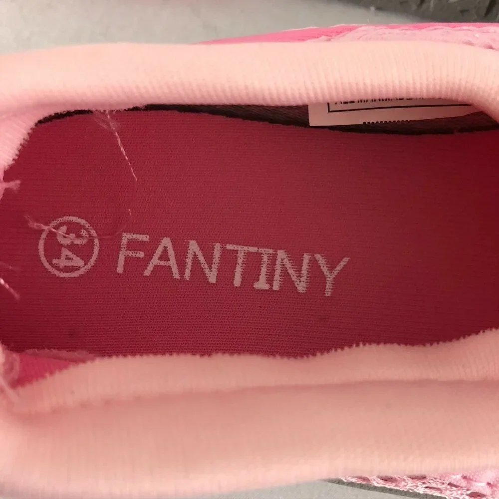 Fantiny Girls Water Shoes Fabric Mesh Drawstring Pink Size 34 US 2.5